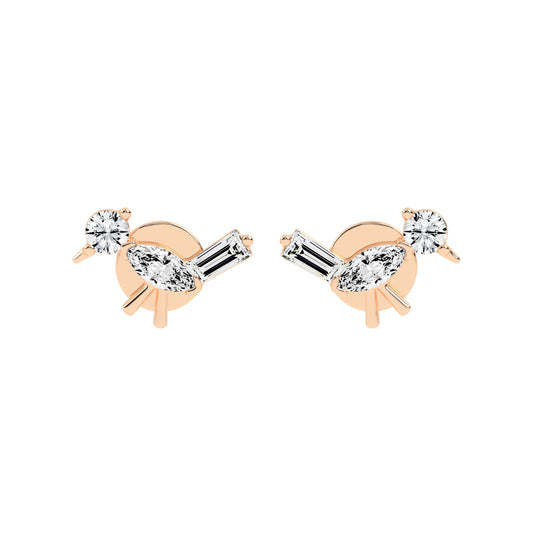 Sculpted Sparkle Trio Lab diamond Studs