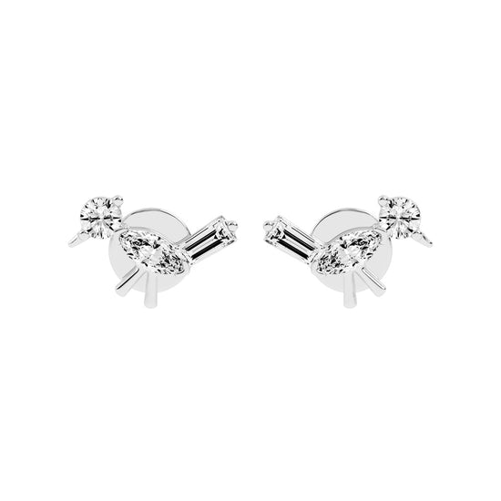 Sculpted Sparkle Trio Lab diamond Studs
