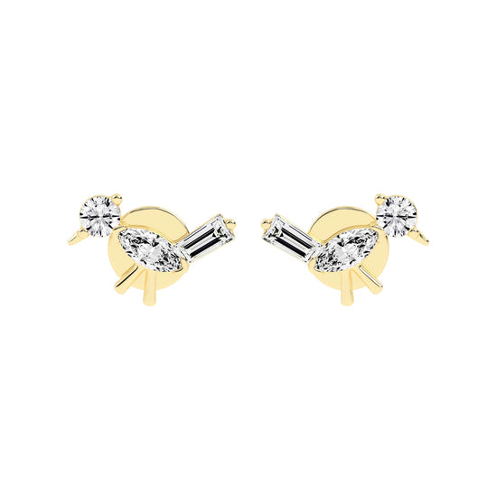 Sculpted Sparkle Trio Lab diamond Studs