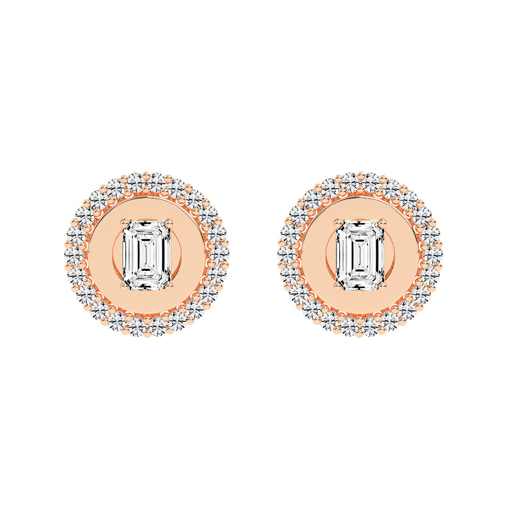 Halo Emerald-Cut Stud Earrings