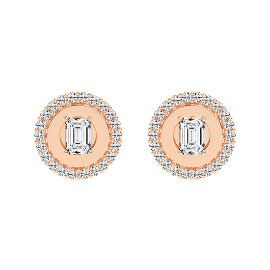 Halo Emerald-Cut Stud Earrings
