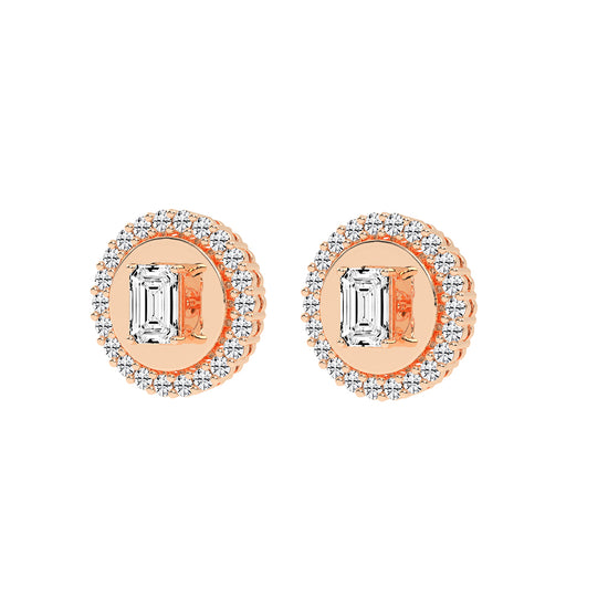 Halo Emerald-Cut Stud Earrings