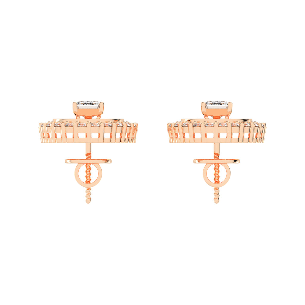 Halo Emerald-Cut Stud Earrings