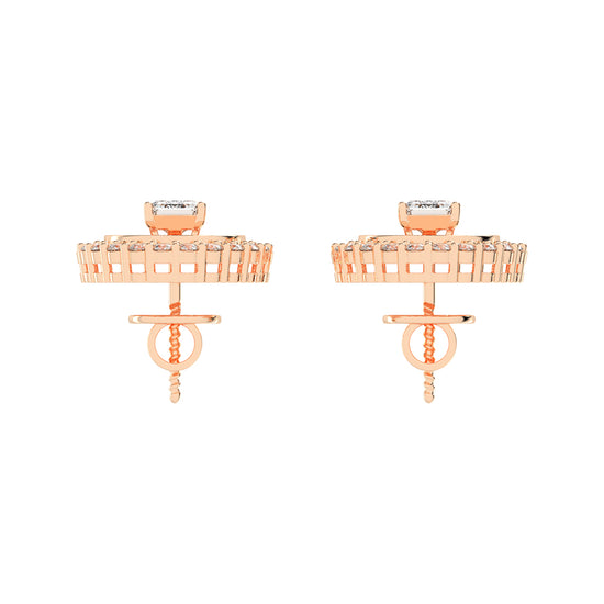 Halo Emerald-Cut Stud Earrings