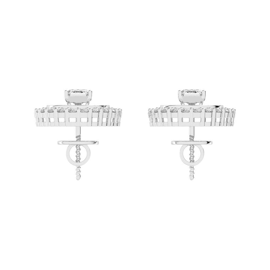 Halo Emerald-Cut Stud Earrings