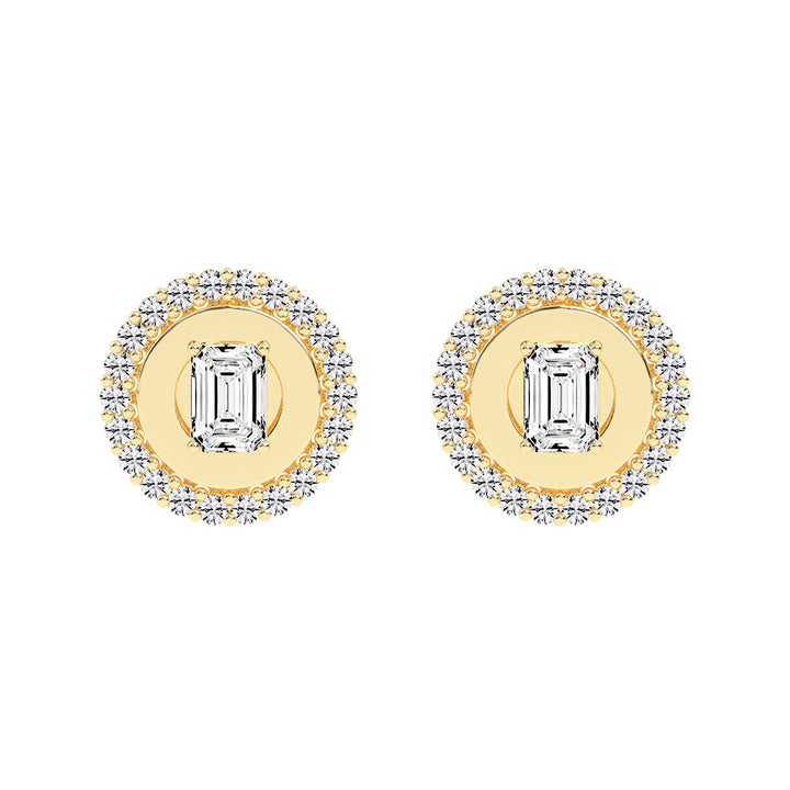 Halo Emerald-Cut Stud Earrings