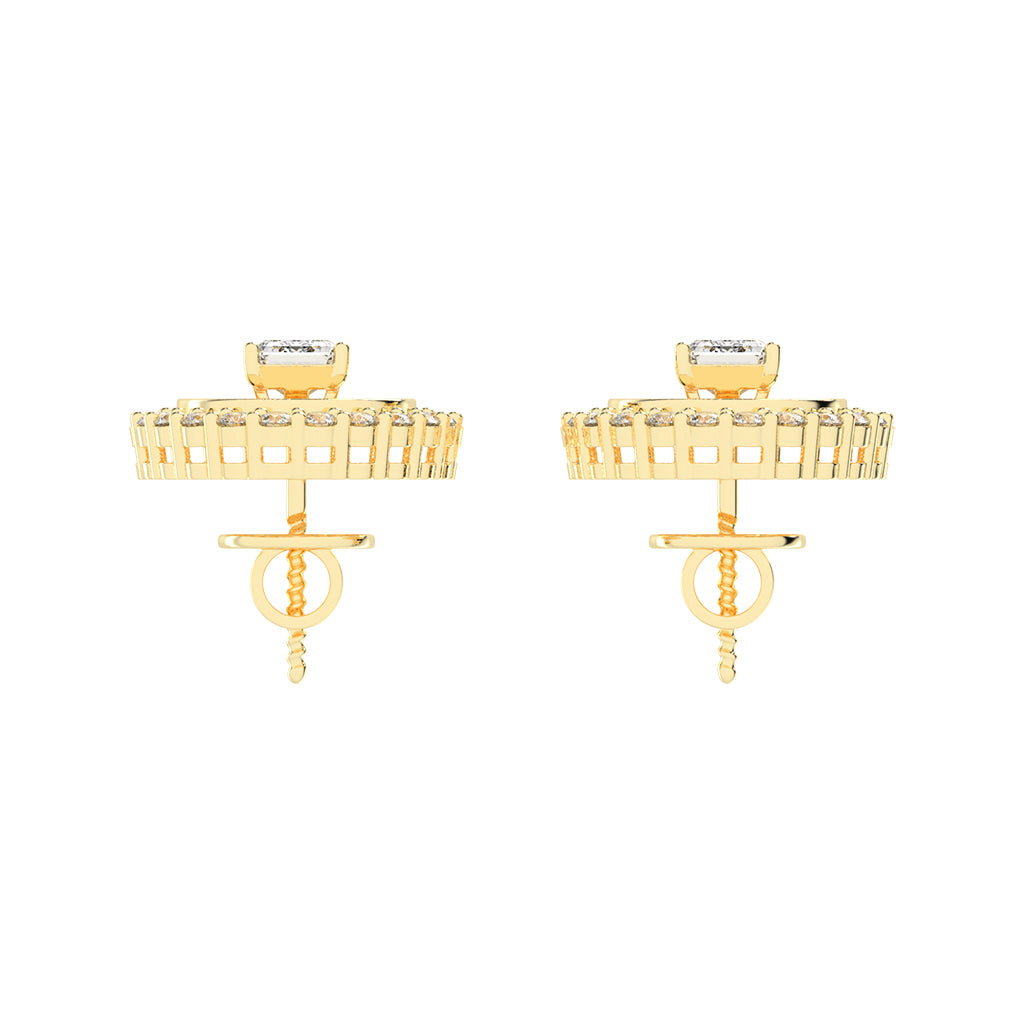 Halo Emerald-Cut Stud Earrings