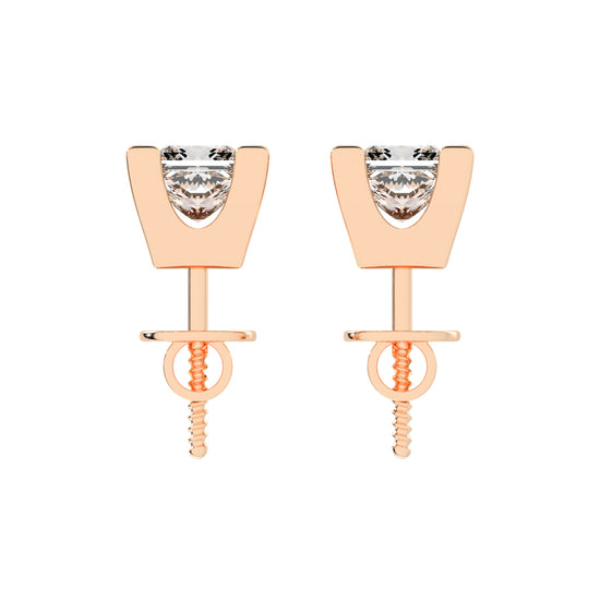 Modern Princess Cut Stud Earrings
