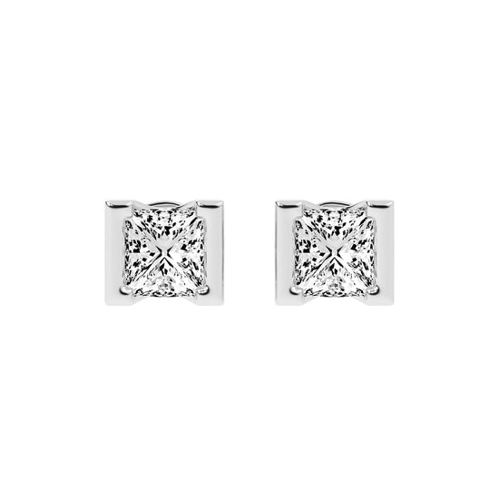 Modern Princess Cut Stud Earrings