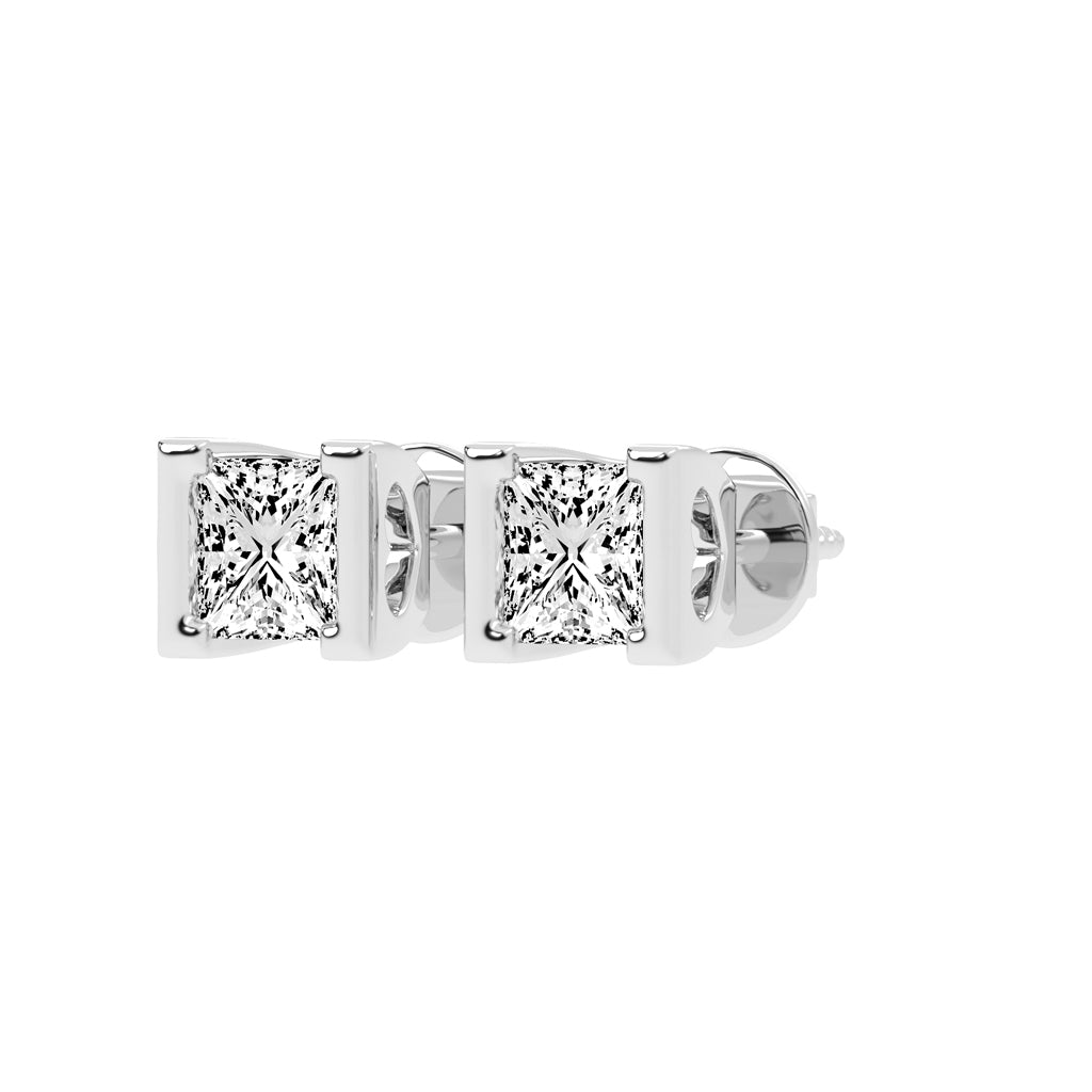 Modern Princess Cut Stud Earrings