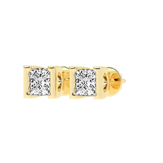 Modern Princess Cut Stud Earrings