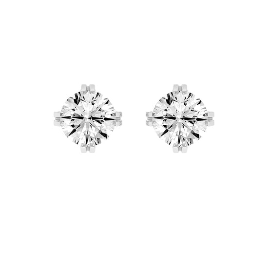 Modern Square-Set Round Stud Earrings