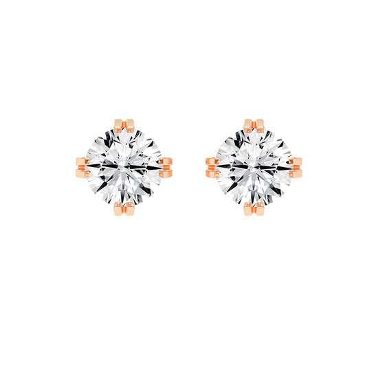 Modern Square-Set Round Stud Earrings