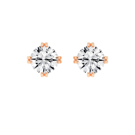 Modern Square-Set Round Stud Earrings