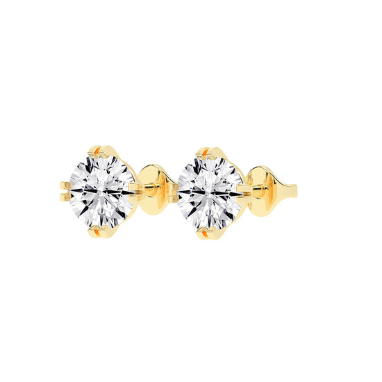 Modern Square-Set Round Stud Earrings