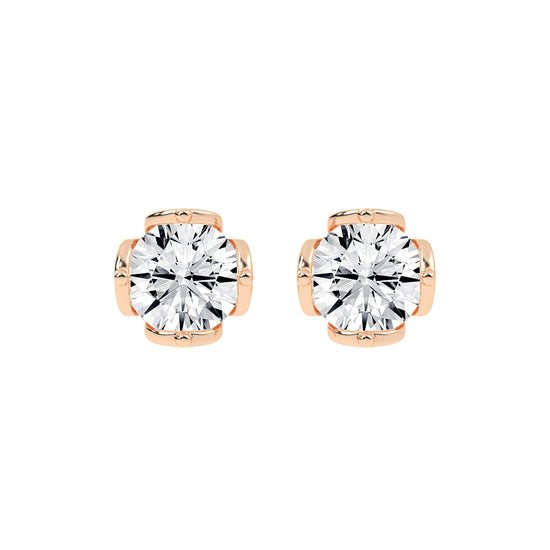 Modern X-Prong Solitaire Stud Earrings