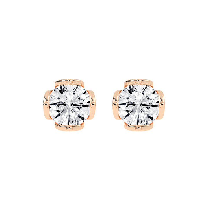 Modern X-Prong Solitaire Stud Earrings
