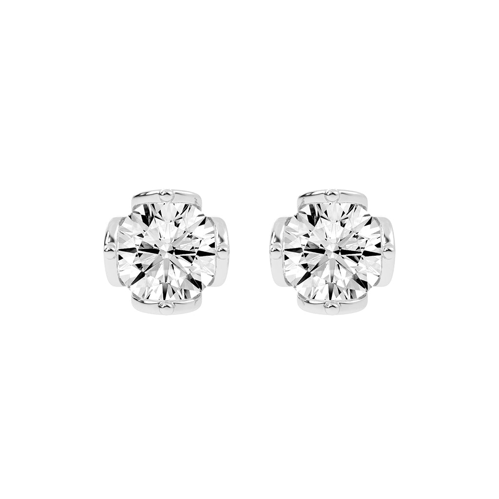 Modern X-Prong Solitaire Stud Earrings