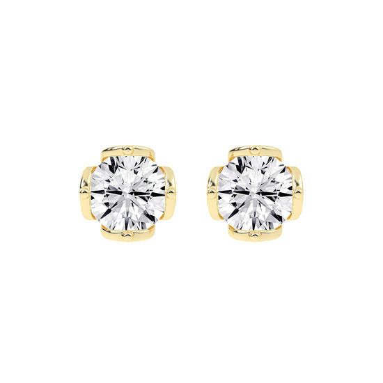 Modern X-Prong Solitaire Stud Earrings