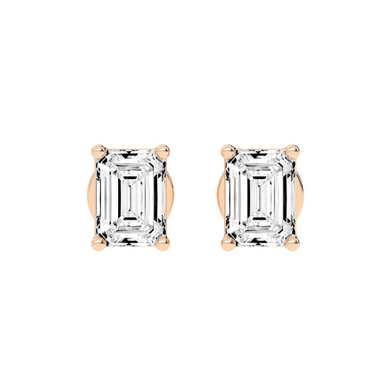 Elegant Emerald-Cut Solitaire Stud Earrings