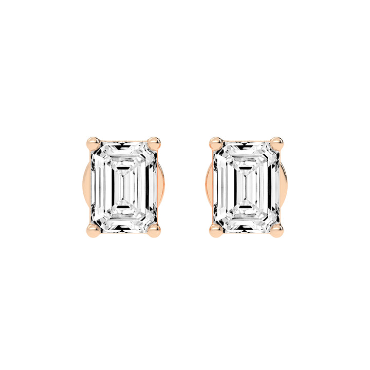 Elegant Emerald-Cut Solitaire Stud Earrings