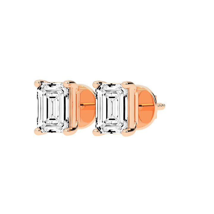 Elegant Emerald-Cut Solitaire Stud Earrings