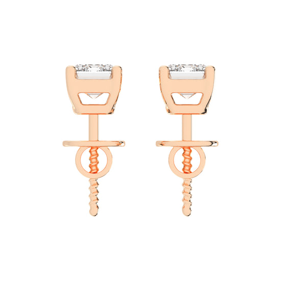 Elegant Emerald-Cut Solitaire Stud Earrings
