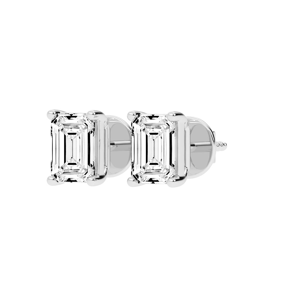 Elegant Emerald-Cut Solitaire Stud Earrings