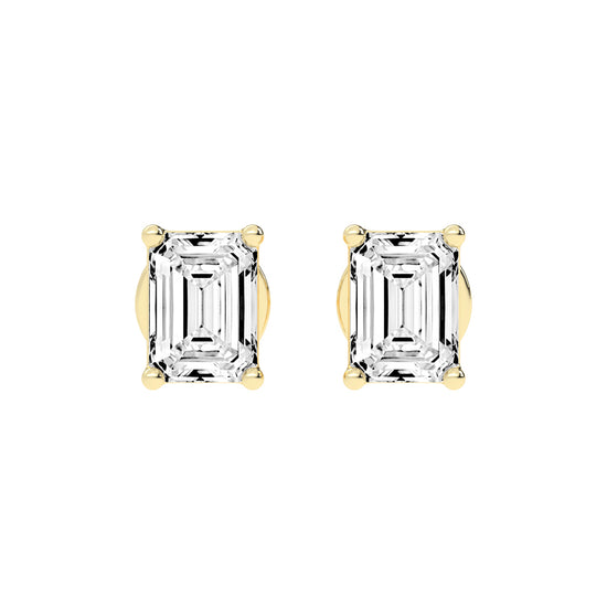 Elegant Emerald-Cut Solitaire Stud Earrings