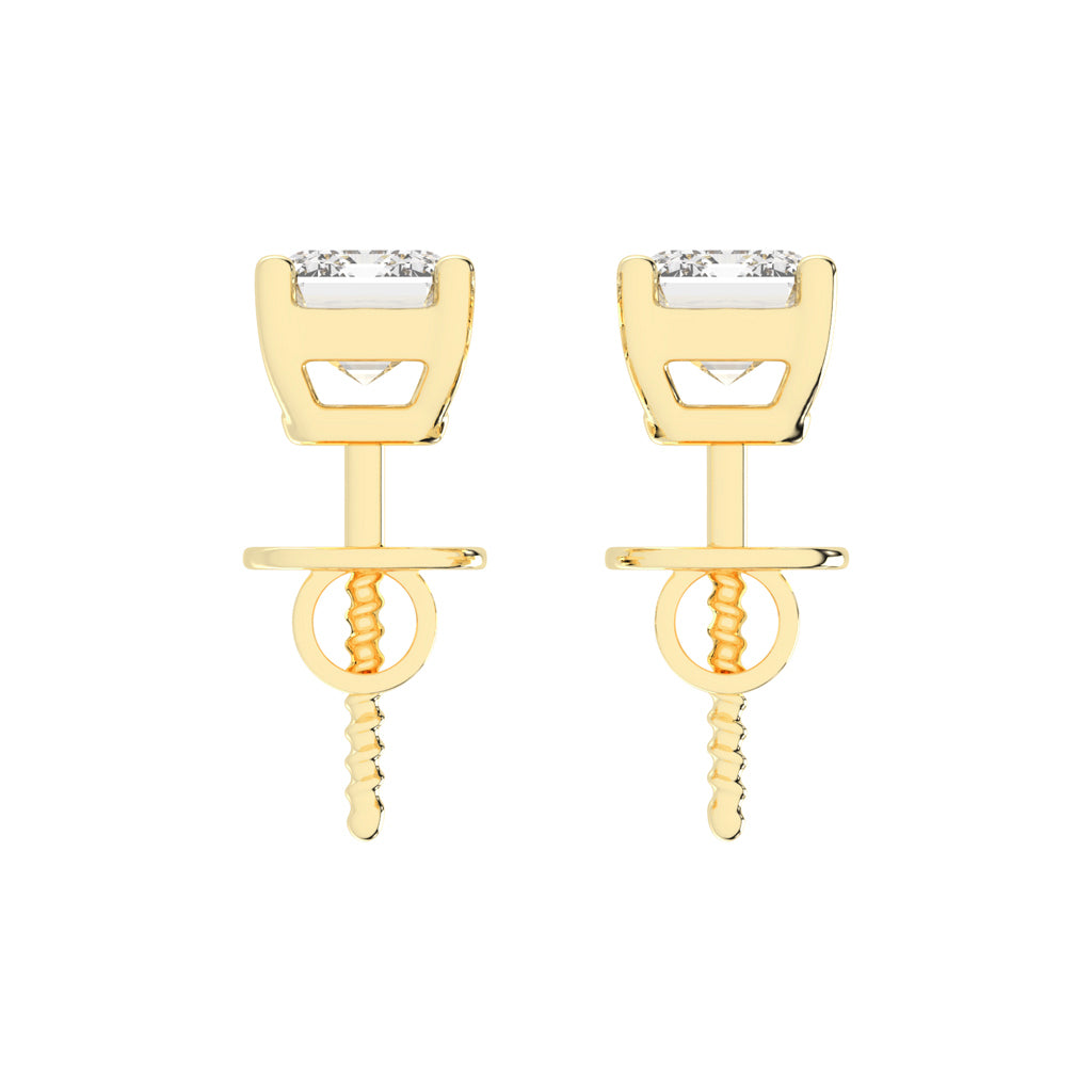 Elegant Emerald-Cut Solitaire Stud Earrings