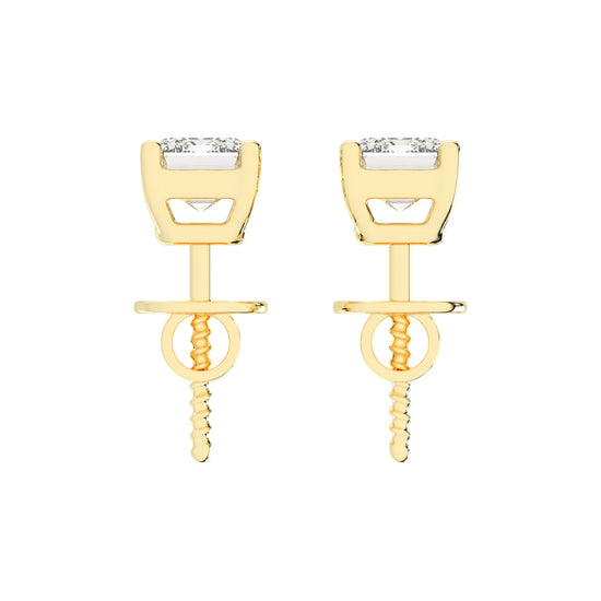 Elegant Emerald-Cut Solitaire Stud Earrings
