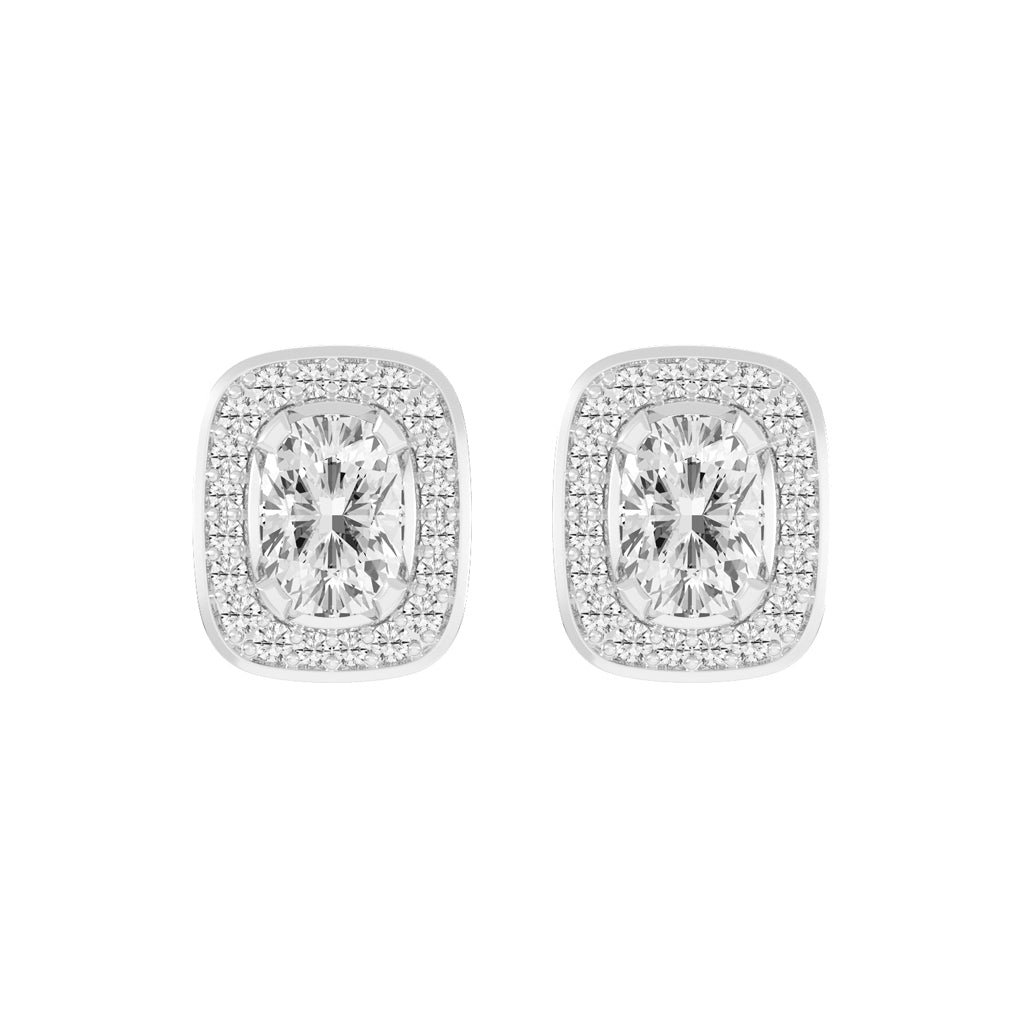 Double Halo Cushion-Cut Stud Earrings