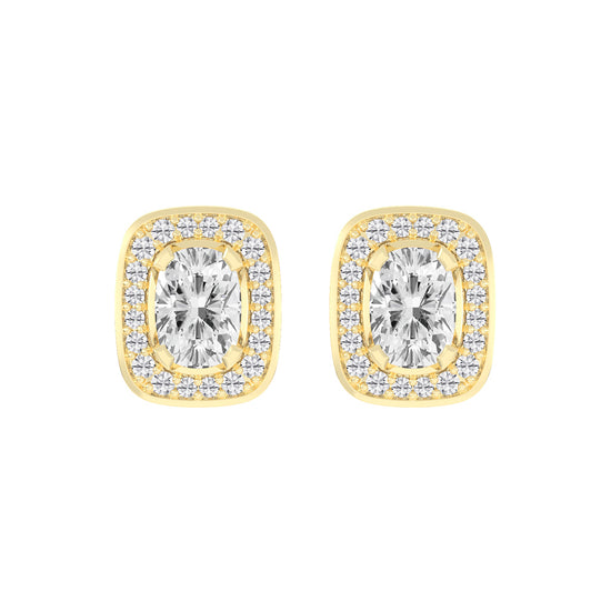 Double Halo Cushion-Cut Stud Earrings