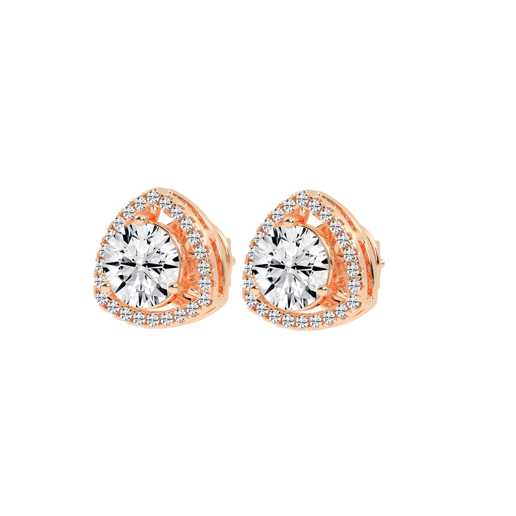 Triangular Halo Stud Earrings