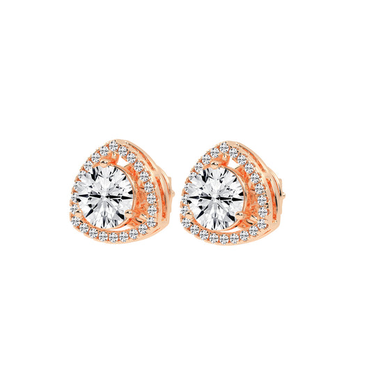 Triangular Halo Stud Earrings