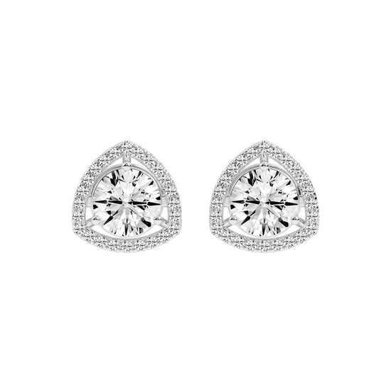 Triangular Halo Stud Earrings