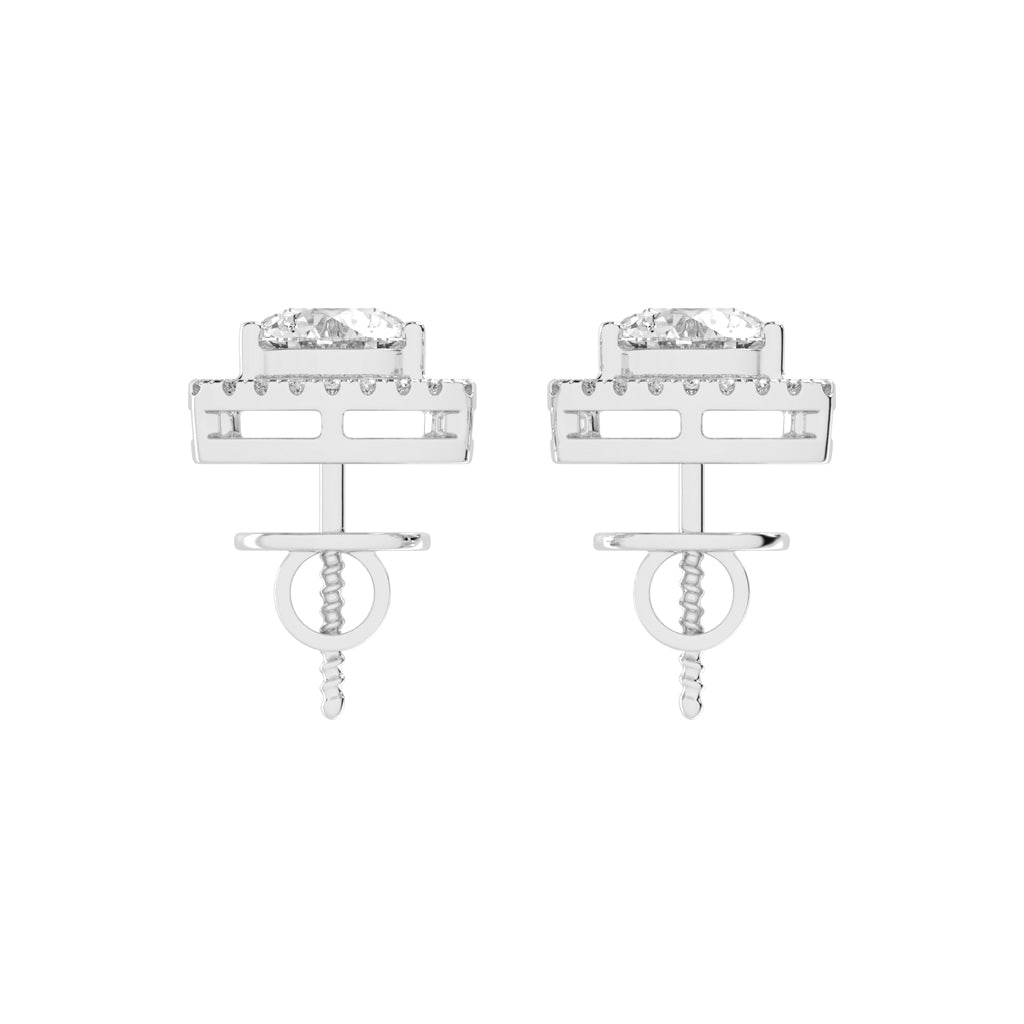 Triangular Halo Stud Earrings