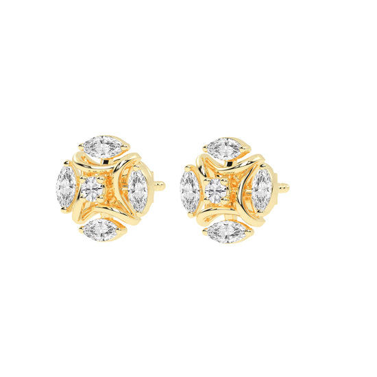 Celestial Marquise Bloom Diamond Cluster Studs