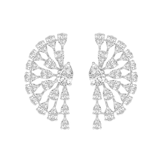 Radiant Fan Cluster Pear Diamond Studs