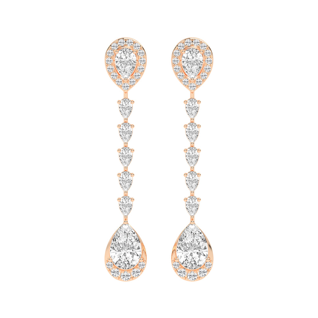 Cascading Pear Drop Diamond Statement Earrings