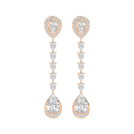 Cascading Pear Drop Diamond Statement Earrings