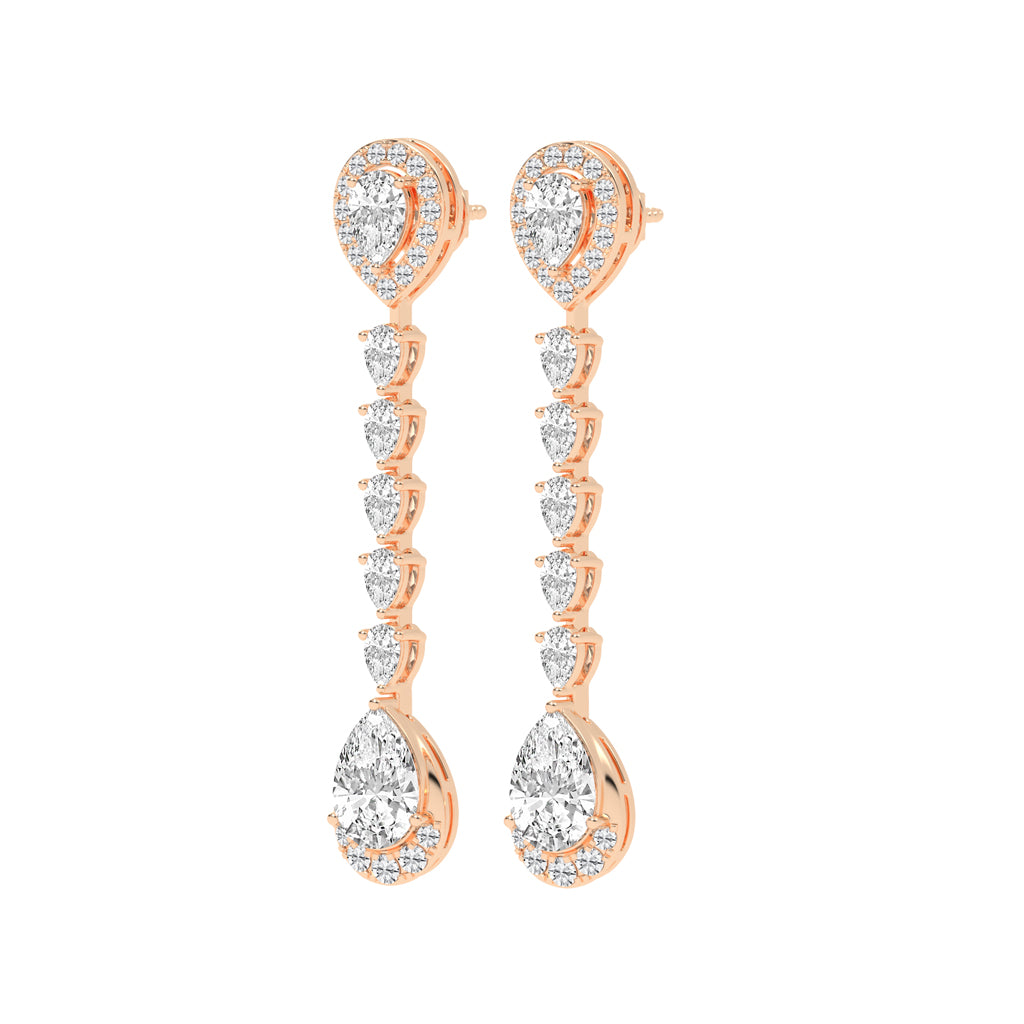 Cascading Pear Drop Diamond Statement Earrings