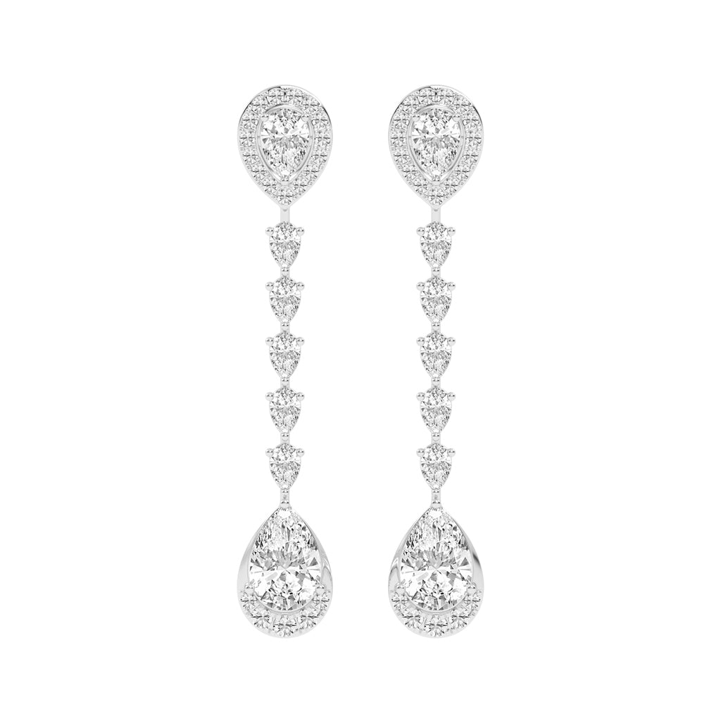 Cascading Pear Drop Diamond Statement Earrings