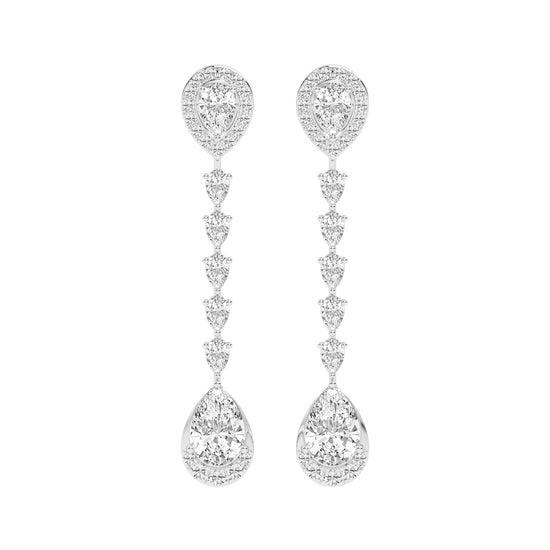 Cascading Pear Drop Diamond Statement Earrings
