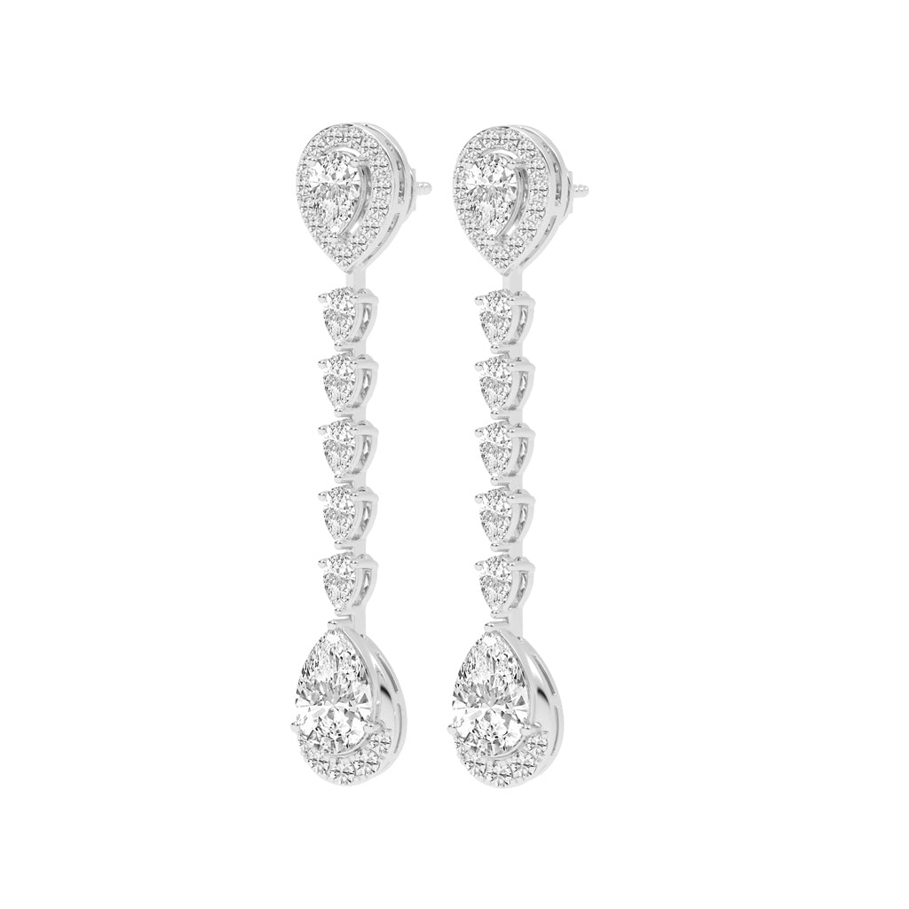 Cascading Pear Drop Diamond Statement Earrings