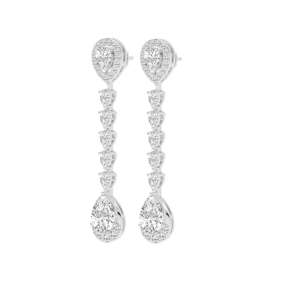 Cascading Pear Drop Diamond Statement Earrings