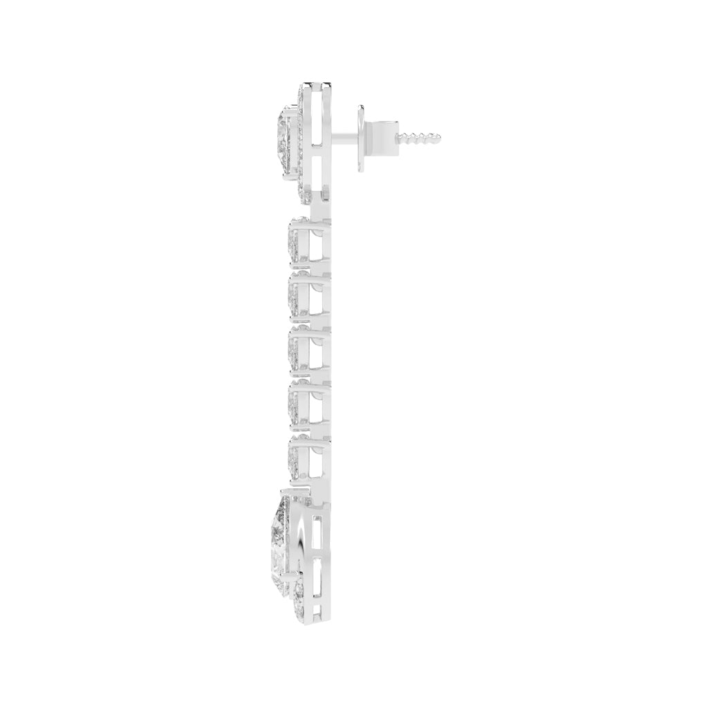 Cascading Pear Drop Diamond Statement Earrings