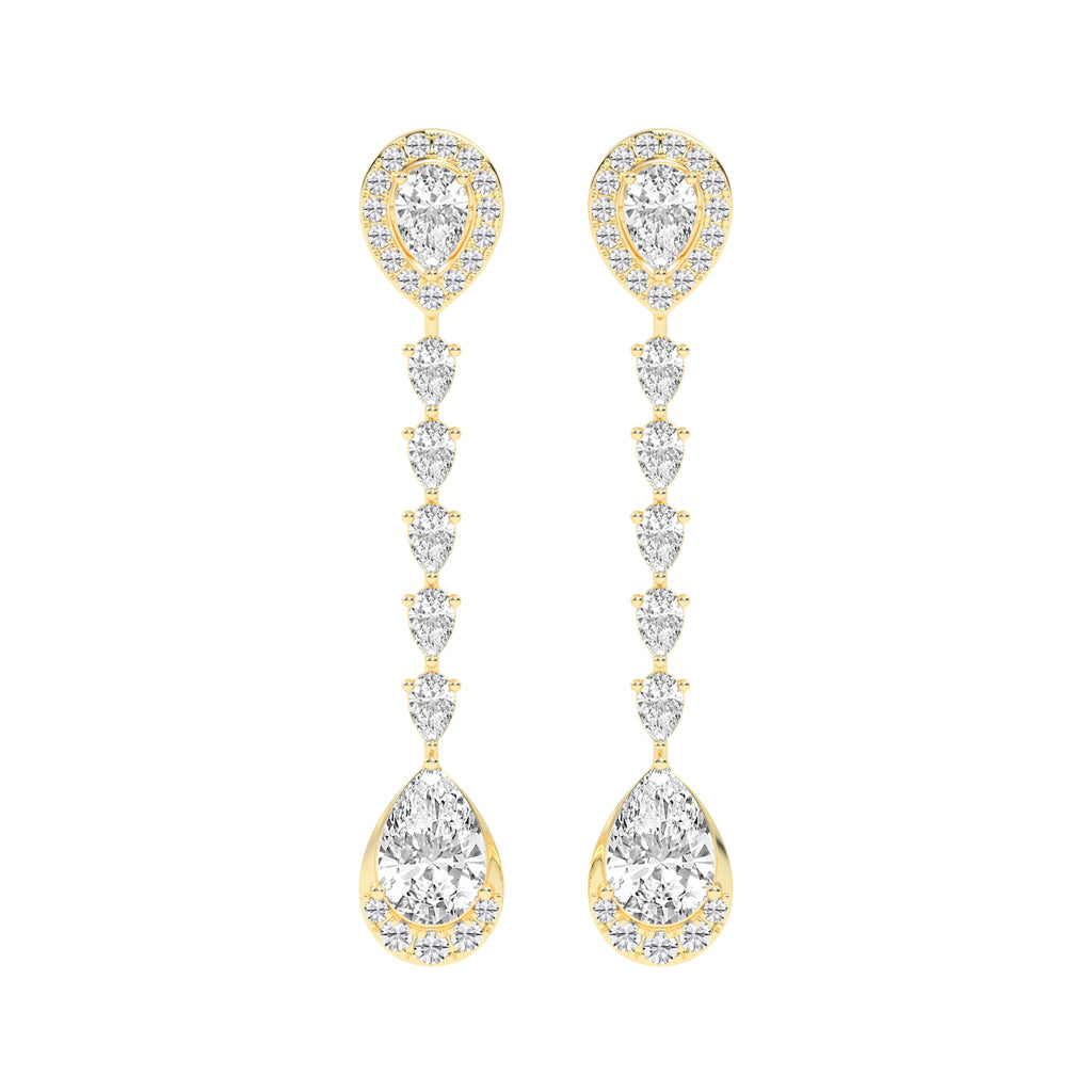 Cascading Pear Drop Diamond Statement Earrings