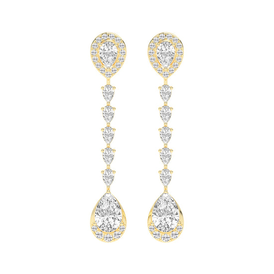 Cascading Pear Drop Diamond Statement Earrings