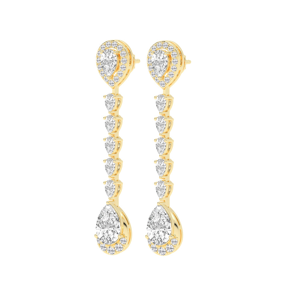 Cascading Pear Drop Diamond Statement Earrings